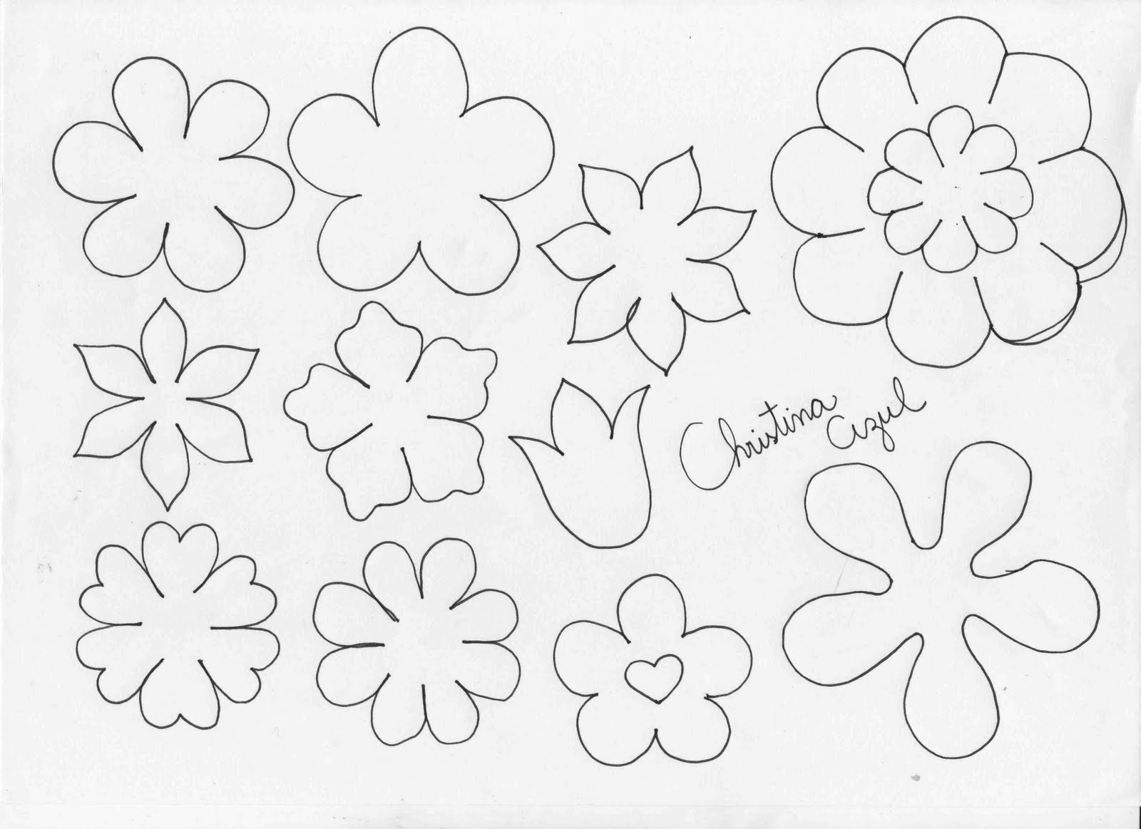 como imprimir moldes de flores em tamanho reduzido