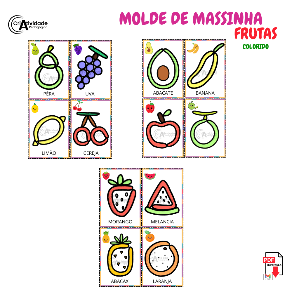 moldes de frutas para imprimir grátis