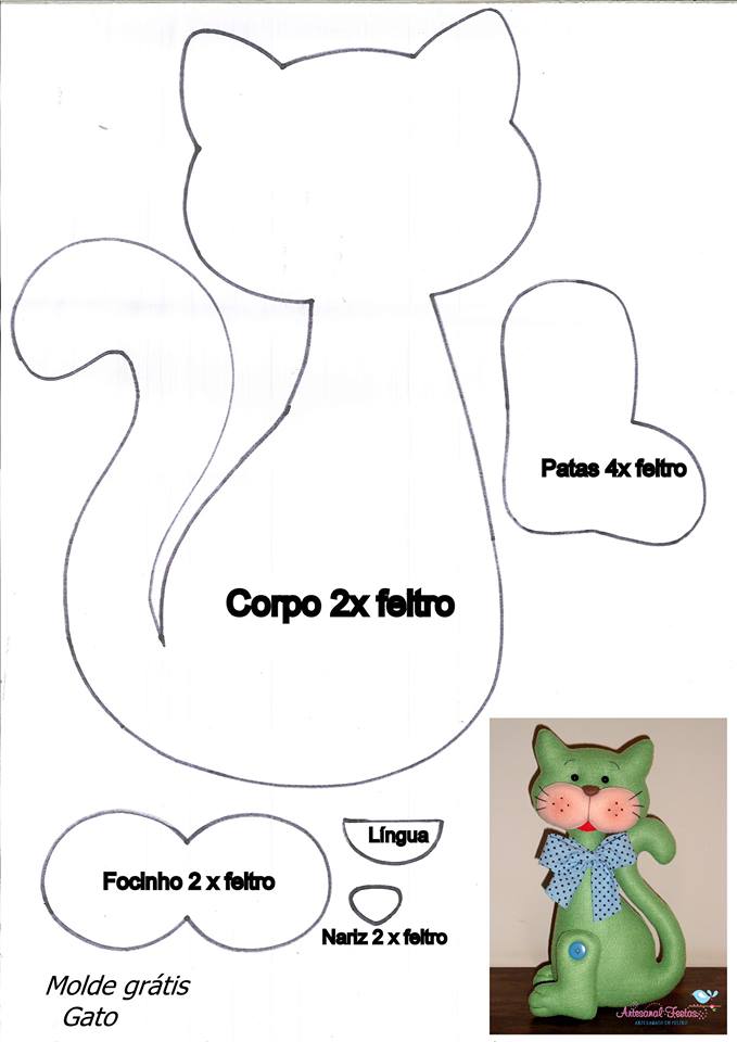 molde de gato para costura criativa