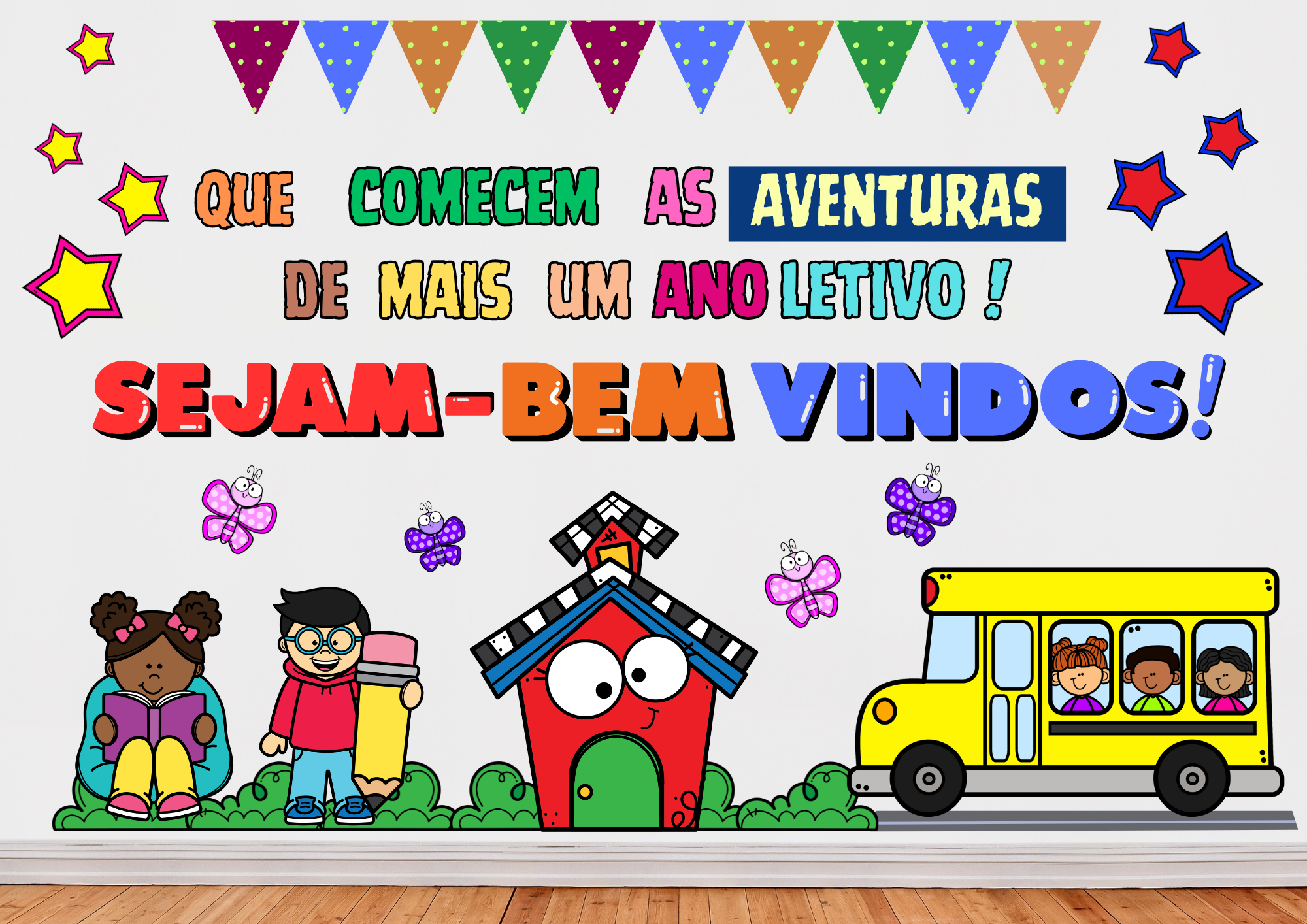mural boas vindas ensino médio criativo