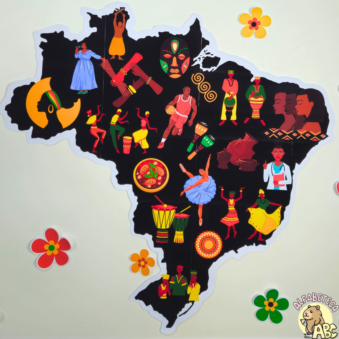 painel de sala de aula consciência negra