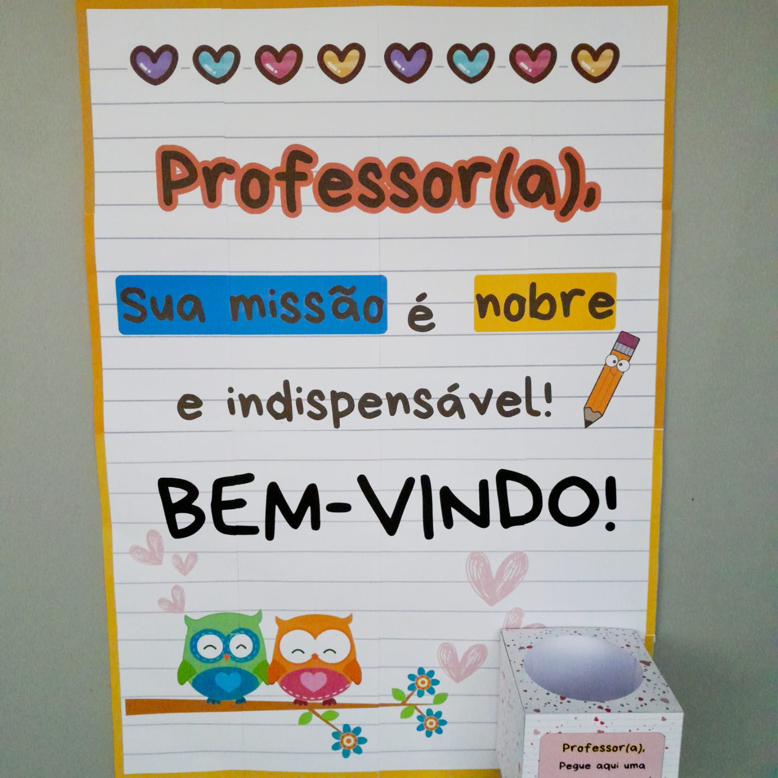 decoração sala dos professores boas vindas