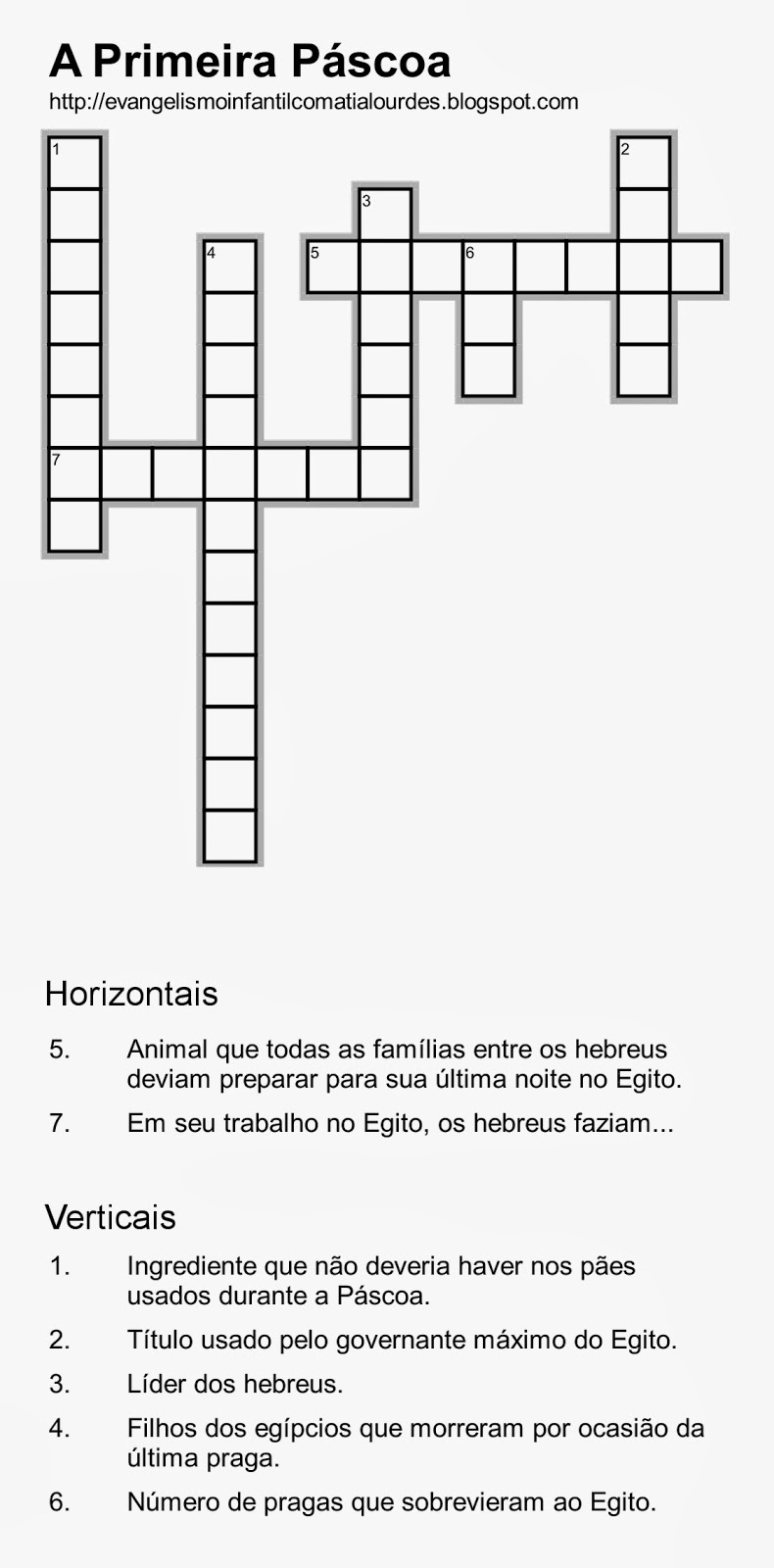 palavras cruzadas temáticas infantis