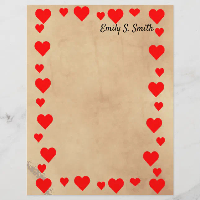 papel de carta com corações para amigos