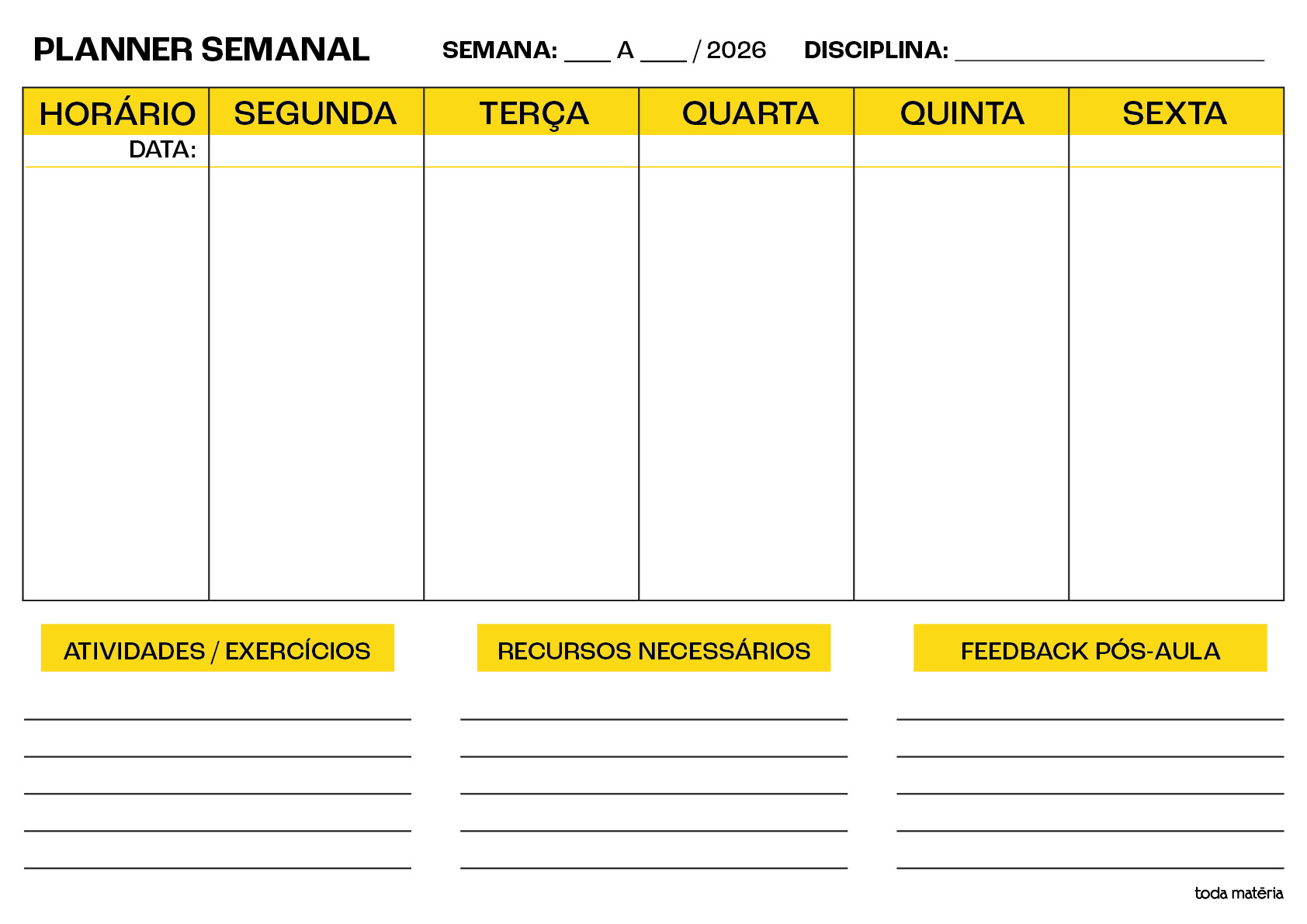 planner de estudos para imprimir