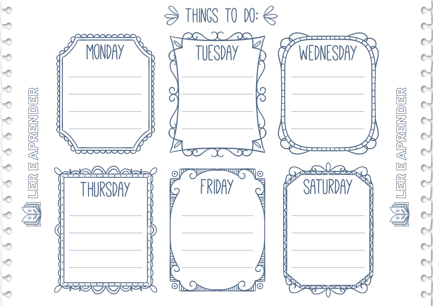 agenda semanal para imprimir