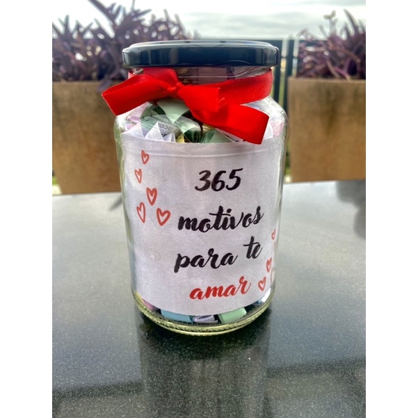 potinho de mensagens de amor