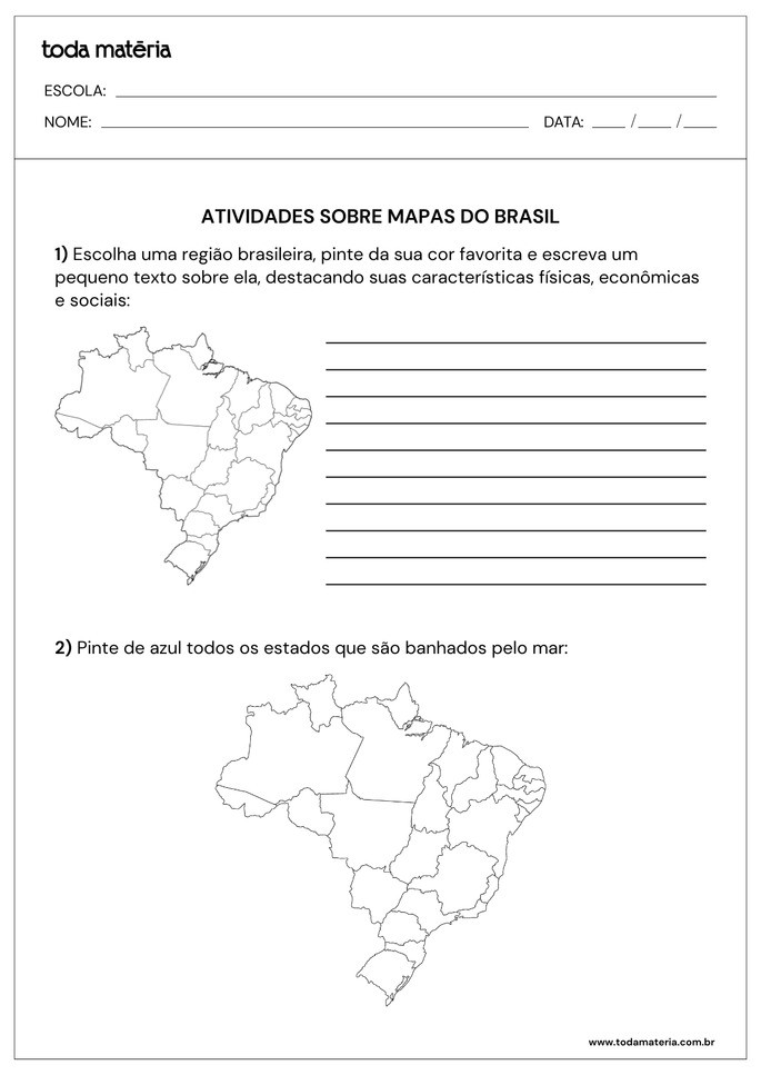mapa mudo brasil estados para colorir