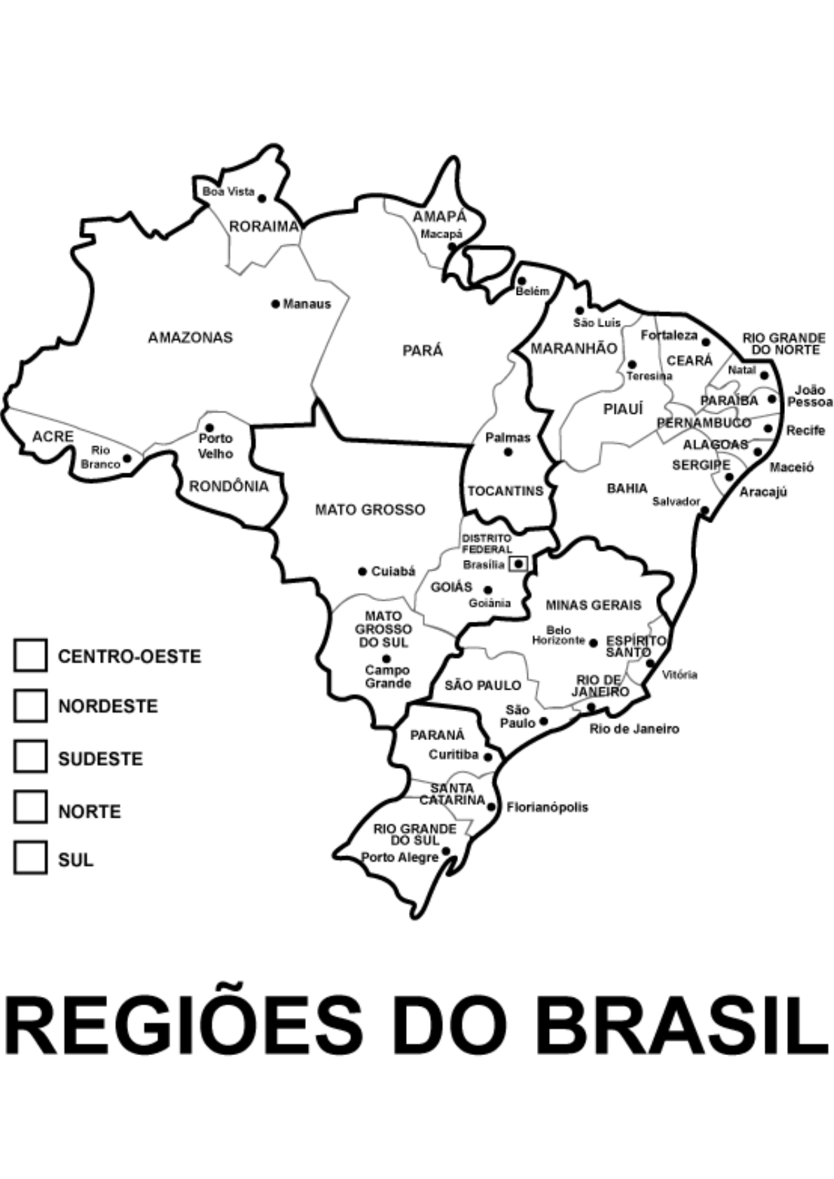 mapa brasil IBGE para colorir