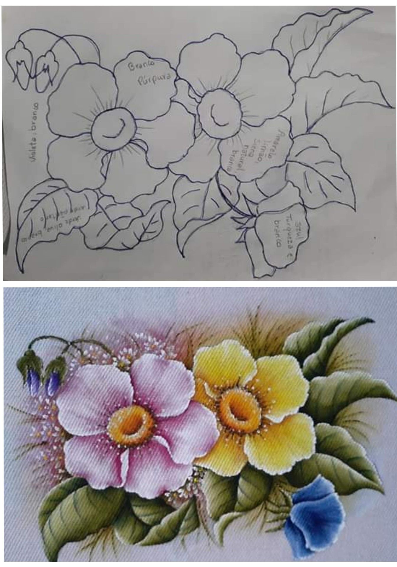moldes de flores para pintura em tecido