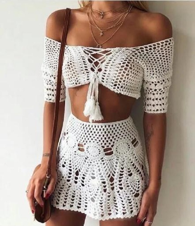 saia de crochê para verão