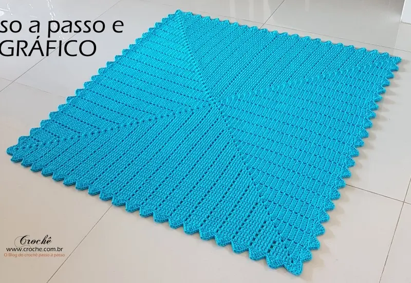 tapete de crochê quadrado gráfico