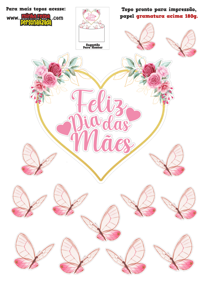 molde topo de bolo mãe para imprimir