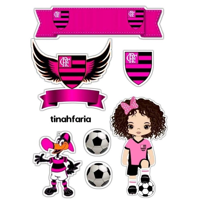topo de bolo flamengo infantil feminino