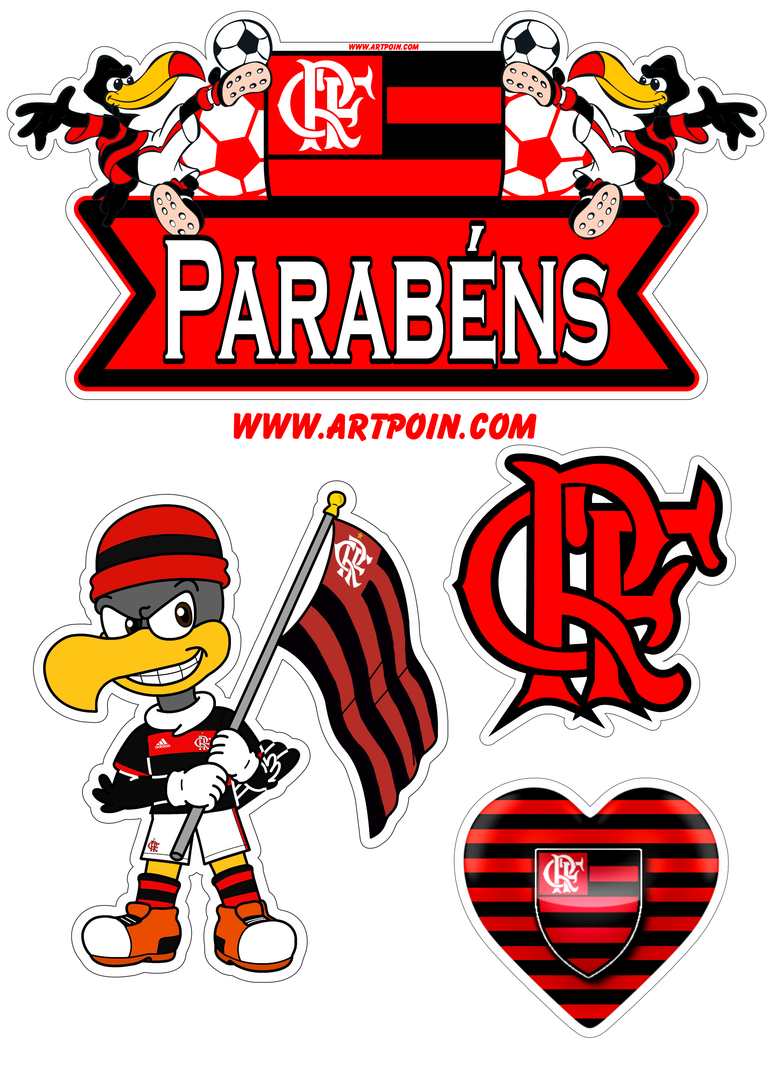topo de bolo flamengo com personagem