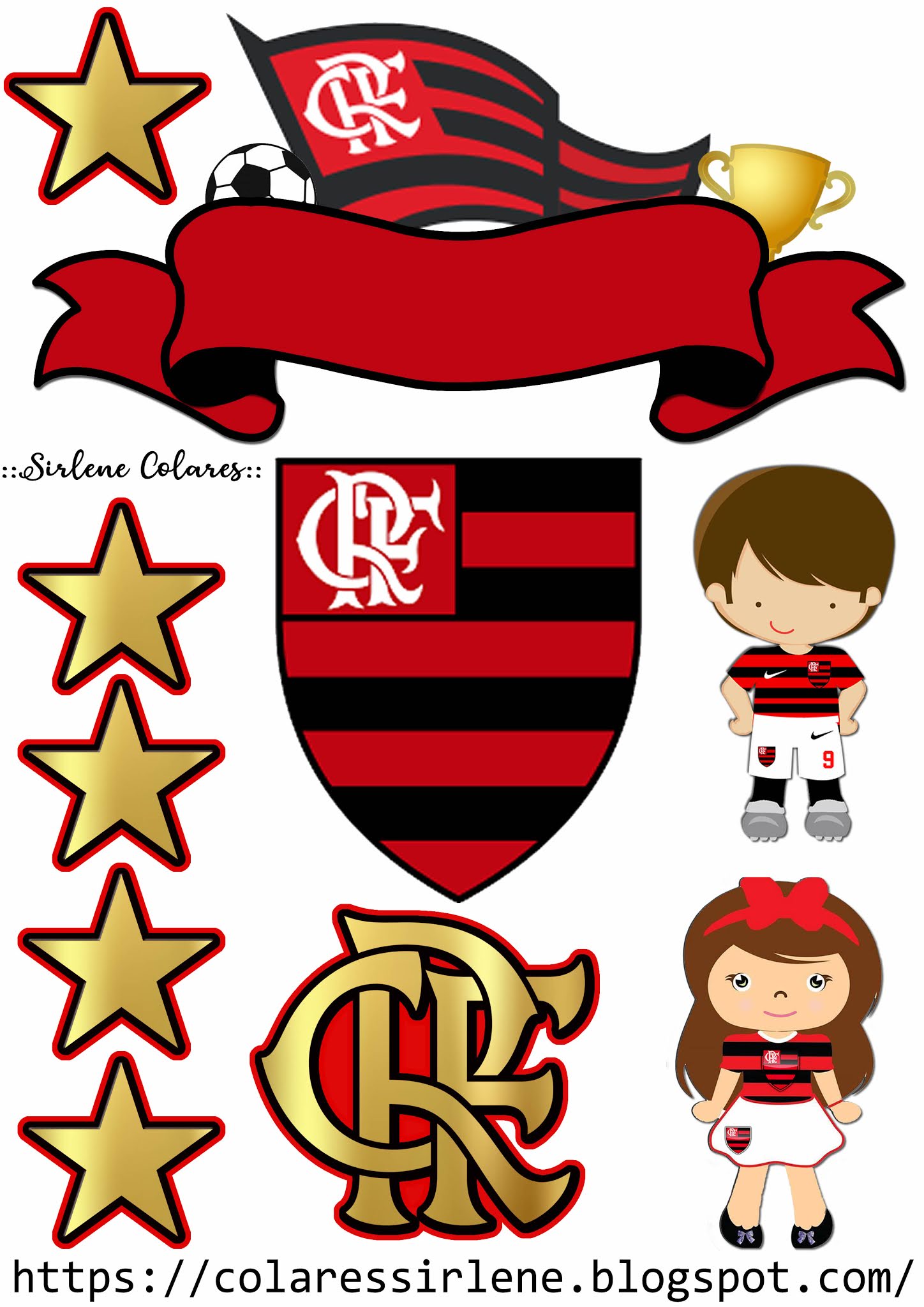 topo de bolo flamengo dourado