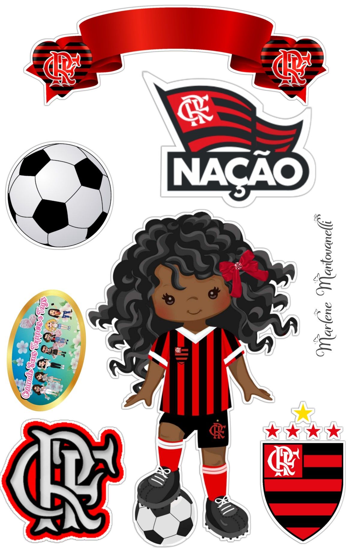 topo de bolo flamengo flork