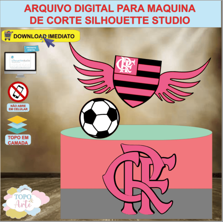 topo de bolo flamengo rosa png