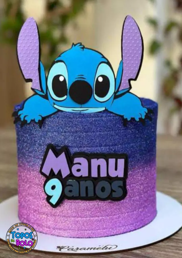 vela topo de bolo stitch