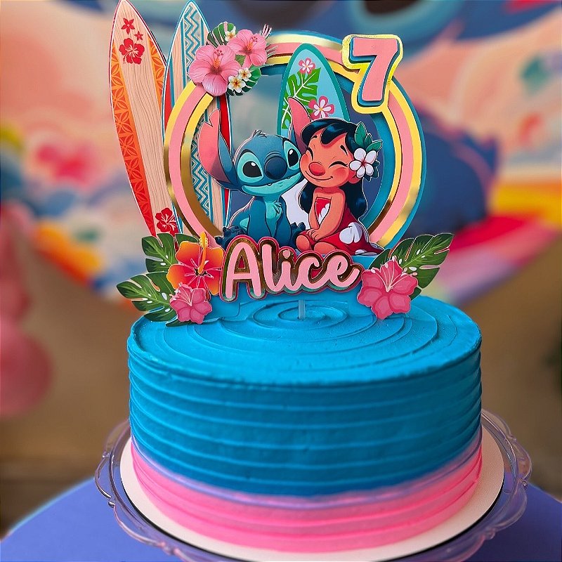 topo de bolo lilo e stitch 3d