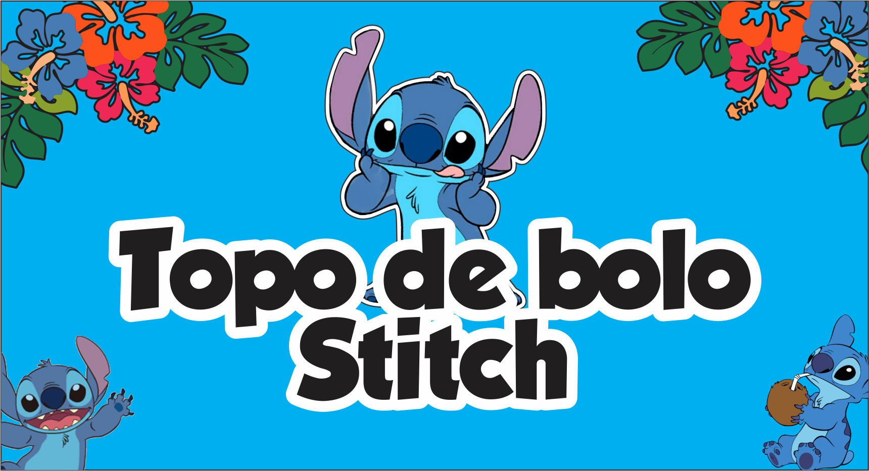 topo de bolo stitch e angel