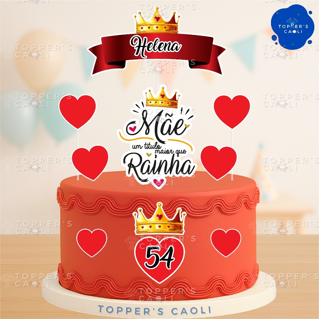 topo de bolo mãe aniversário personalizado