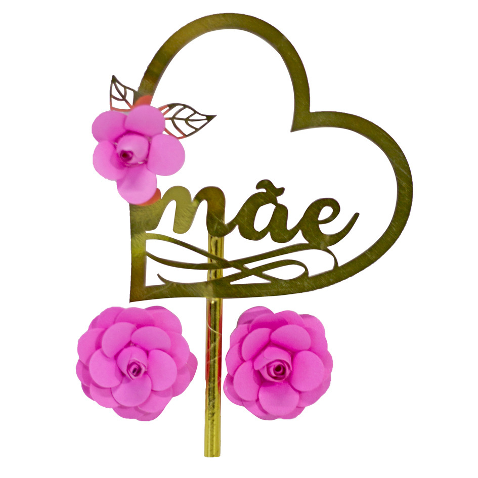 topo de bolo mãe dourado