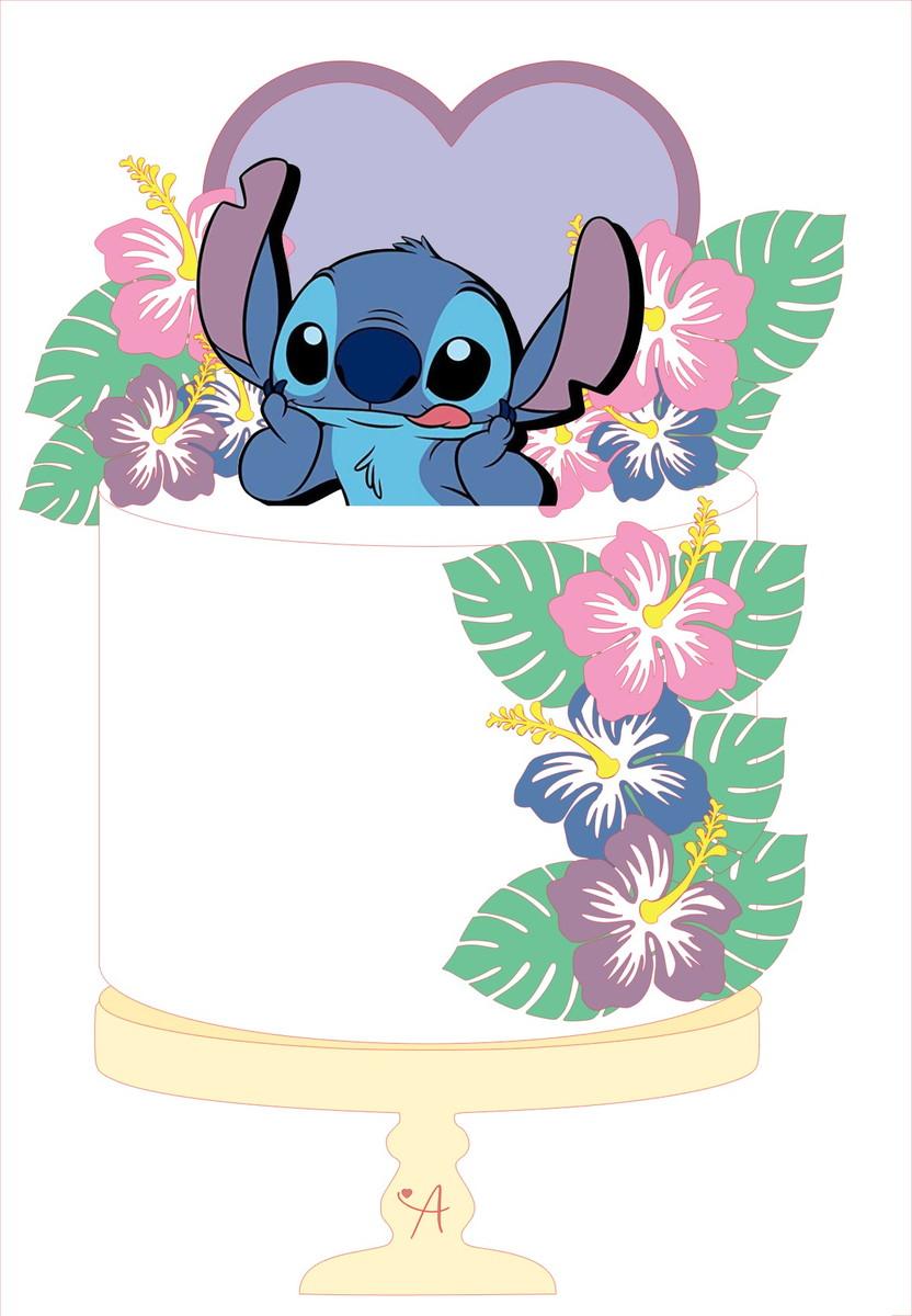 topo de bolo stitch editável
