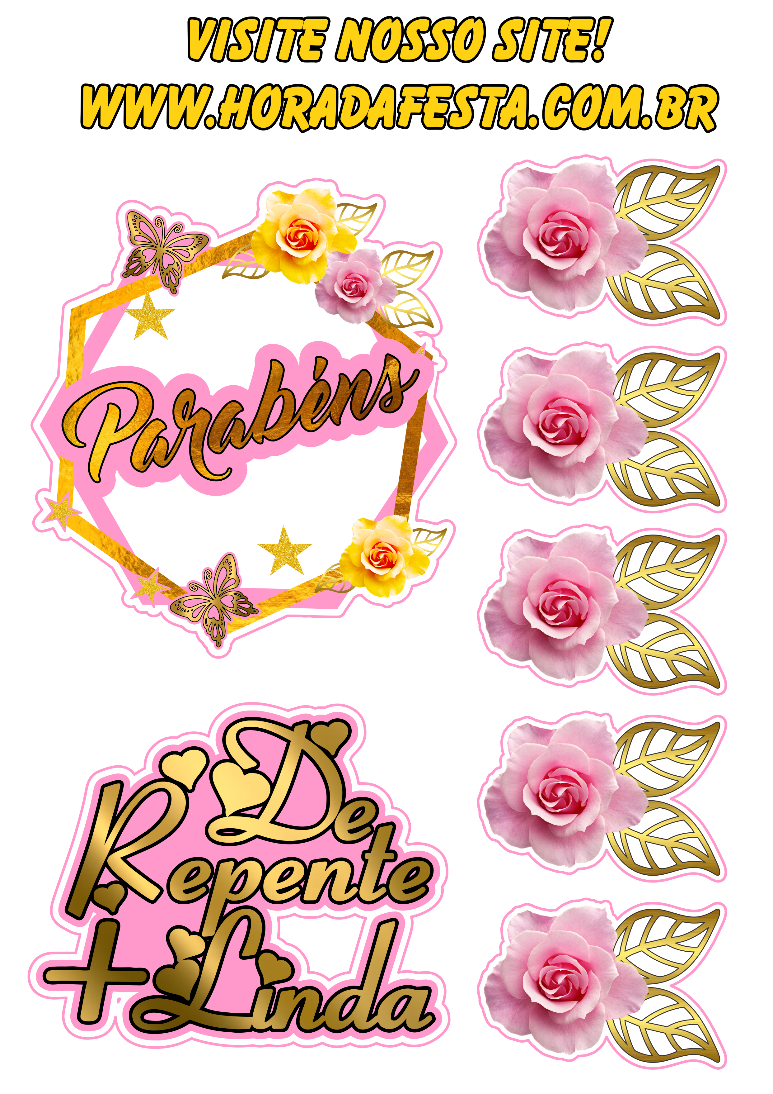 topper de bolo temático feminino