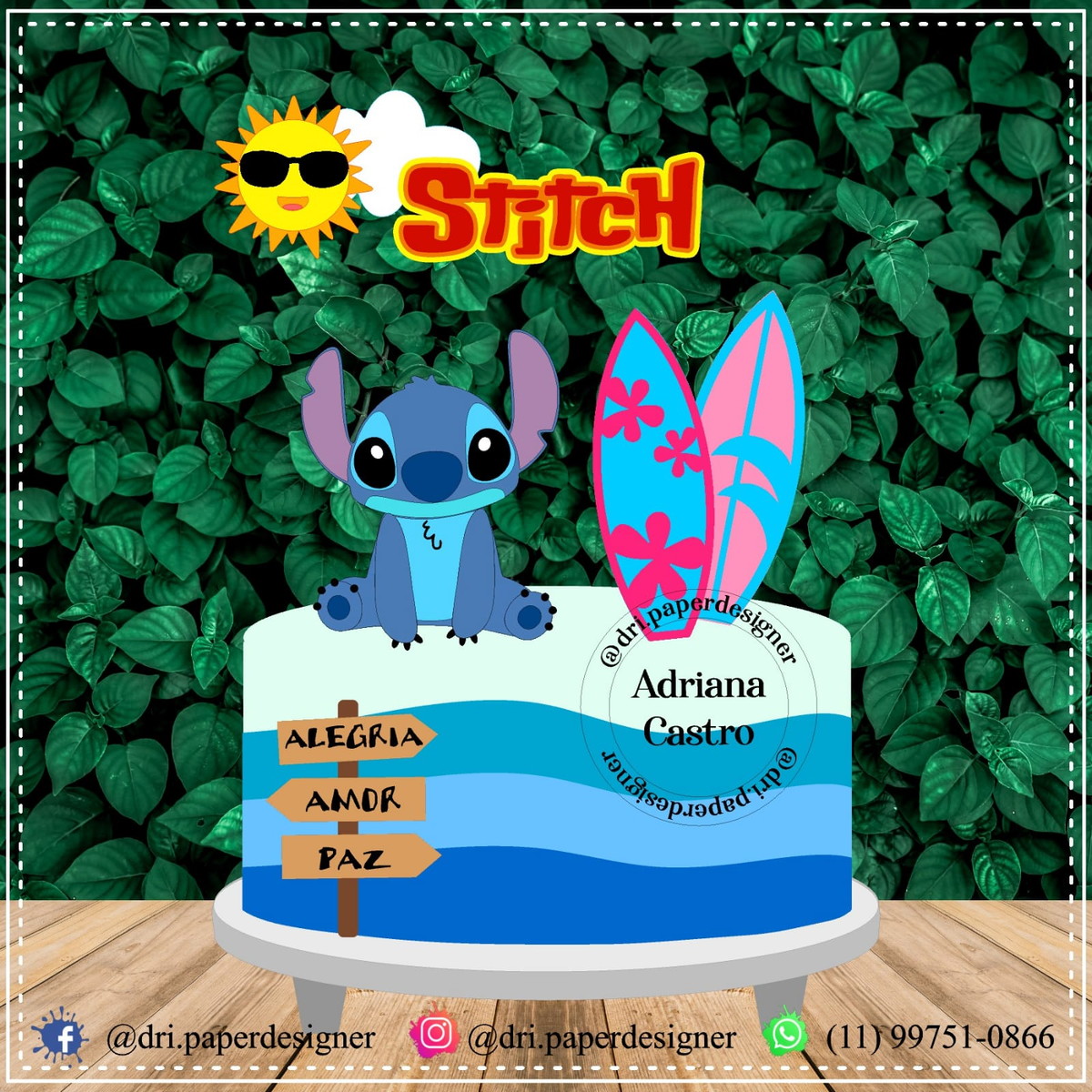topo de bolo lilo e stitch personalizado