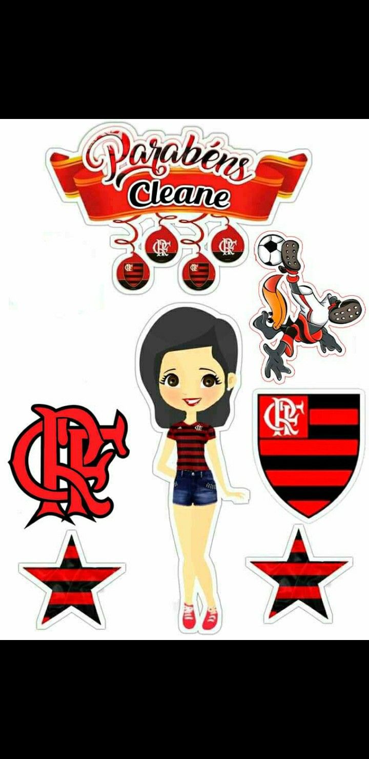 artes para bolo flamengo mulher