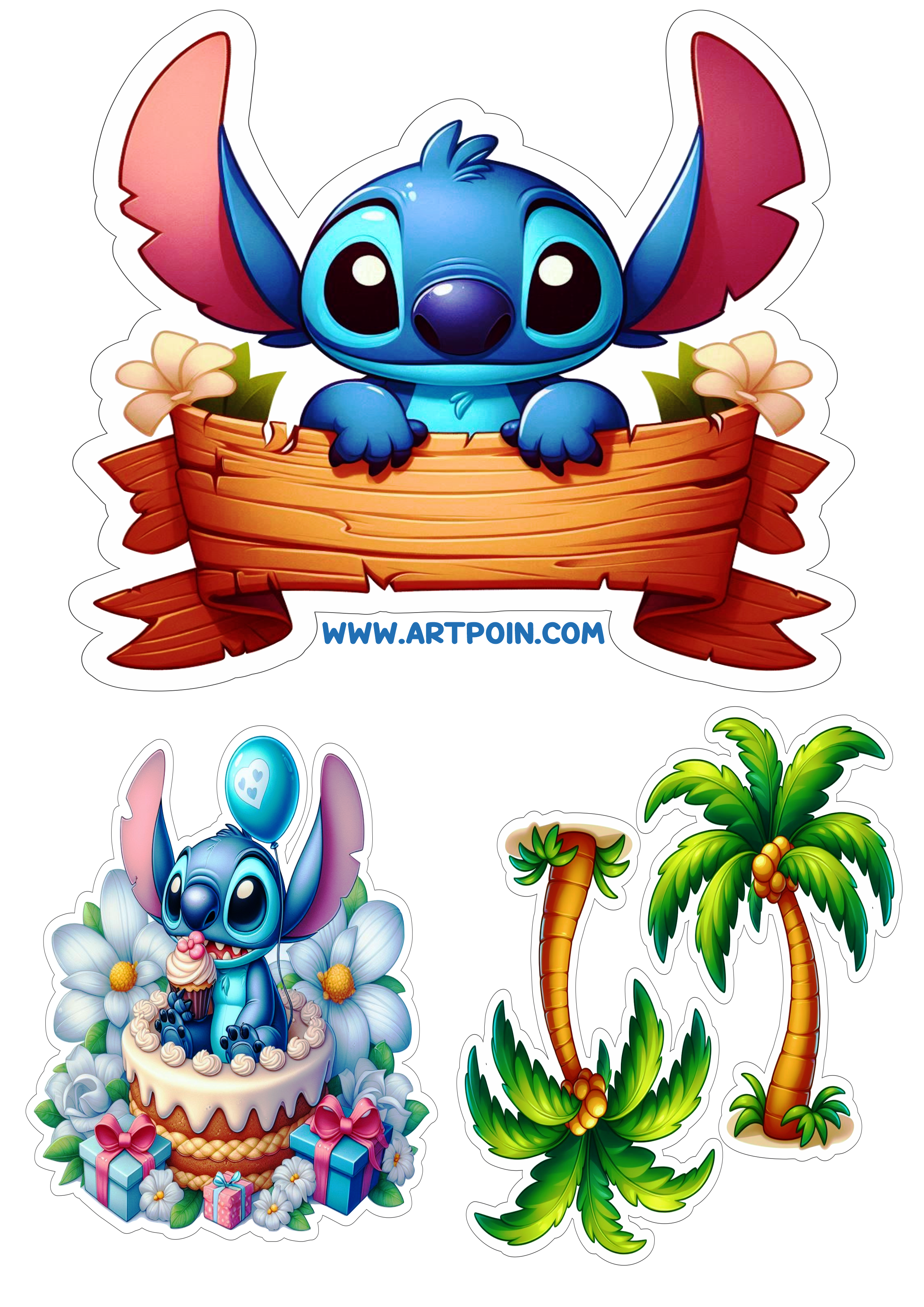 stitch e angel topper de bolo