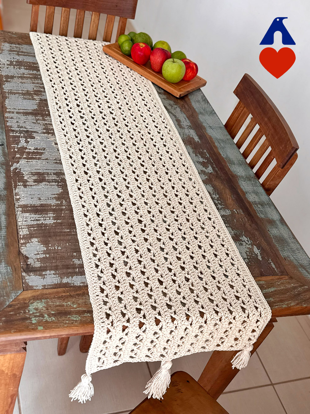 trilho de mesa crochê retangular