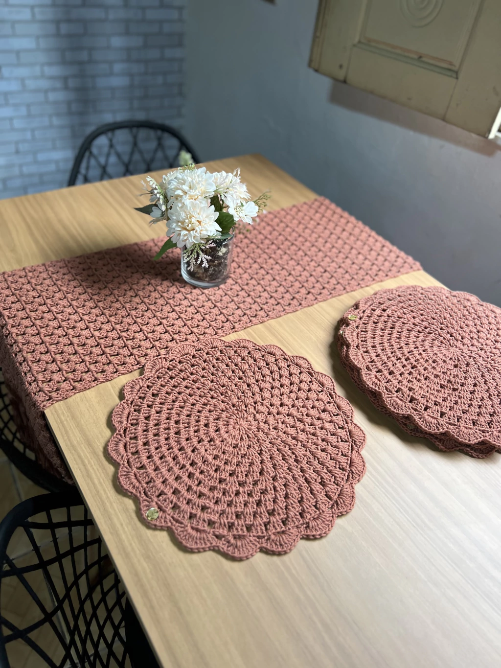 decoração de mesa crochê