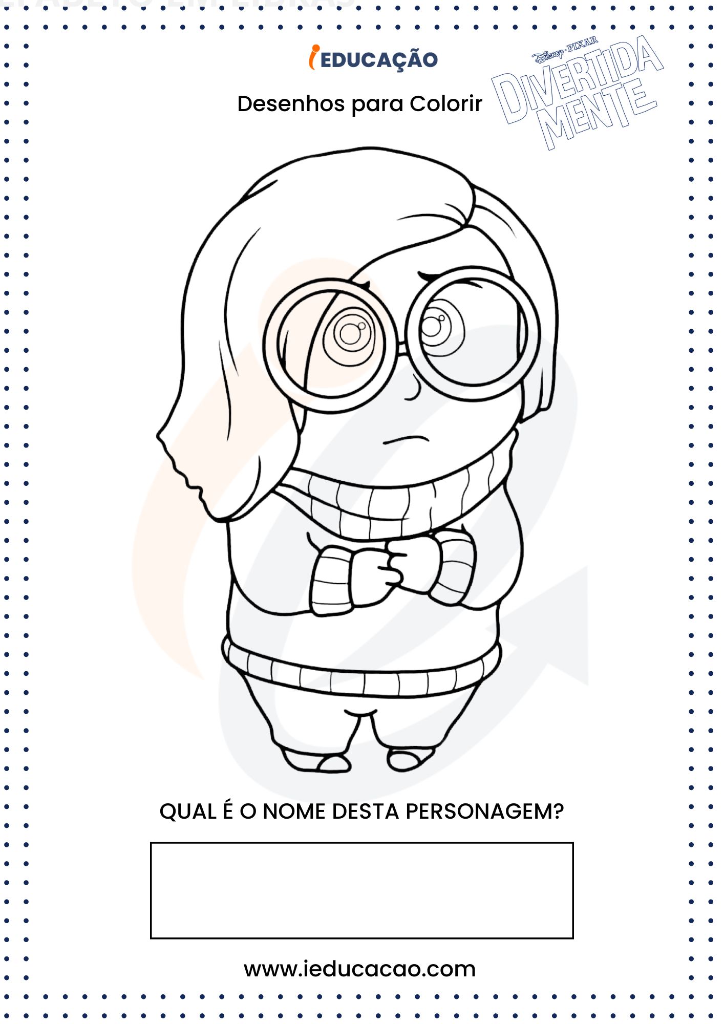 colorir personagem tristeza divertidamente