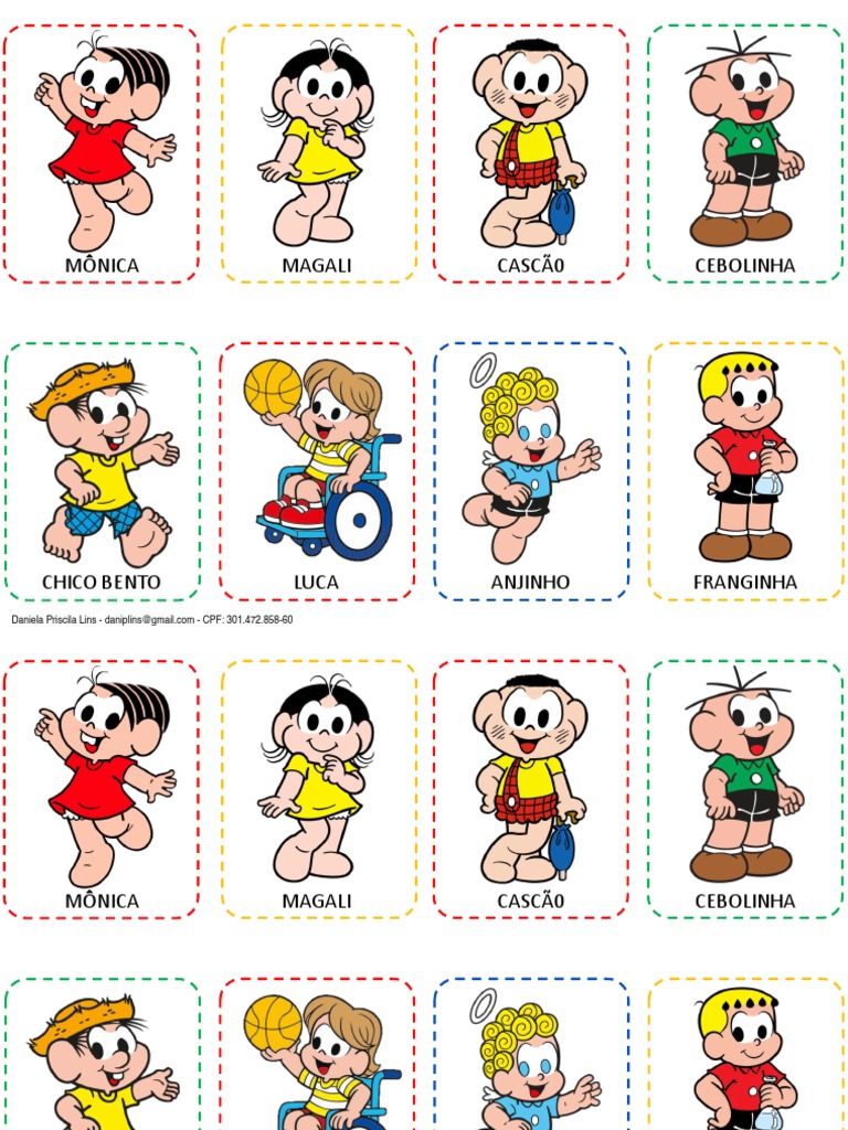personagens turma da mônica para colorir