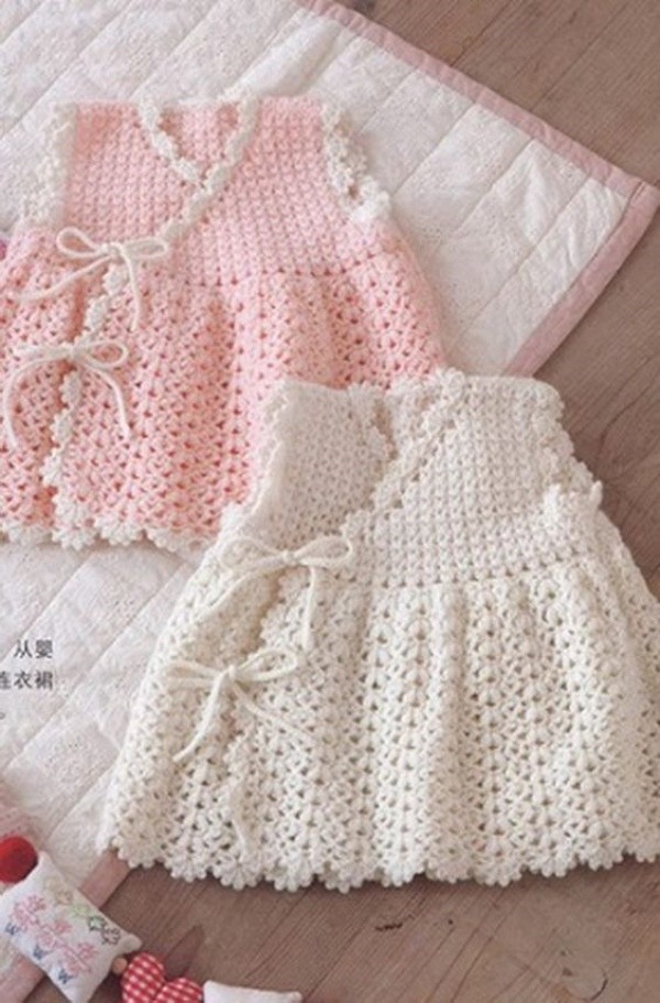 vestido de crochê bebê rosa